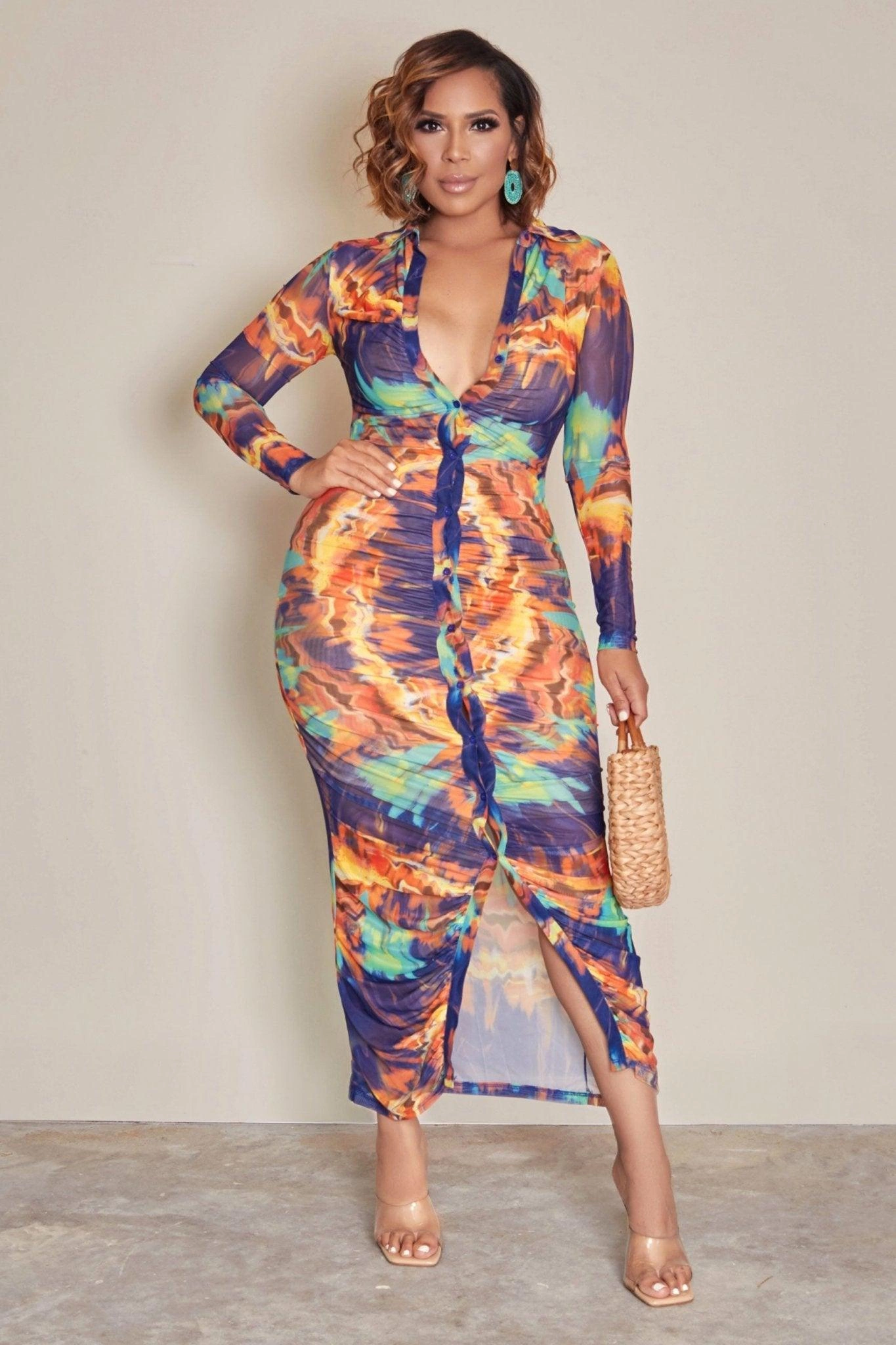 Yanine Tie Dye: Dein Sommerlook! Einzigartiges Bodycon Kleid – Farbe & Flair, einfach unwiderstehlich!